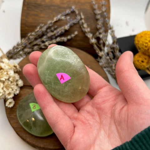 Green Fluorite Palm Stones