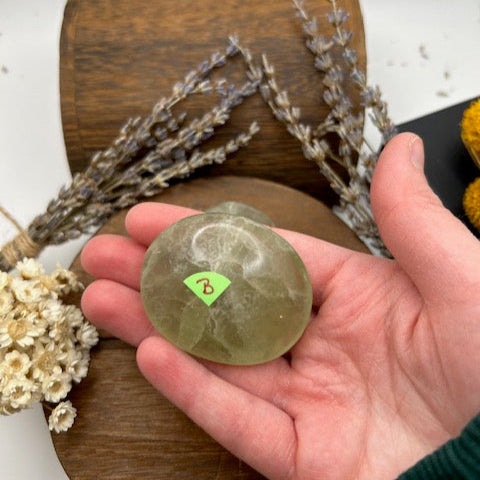 Green Fluorite Palm Stones