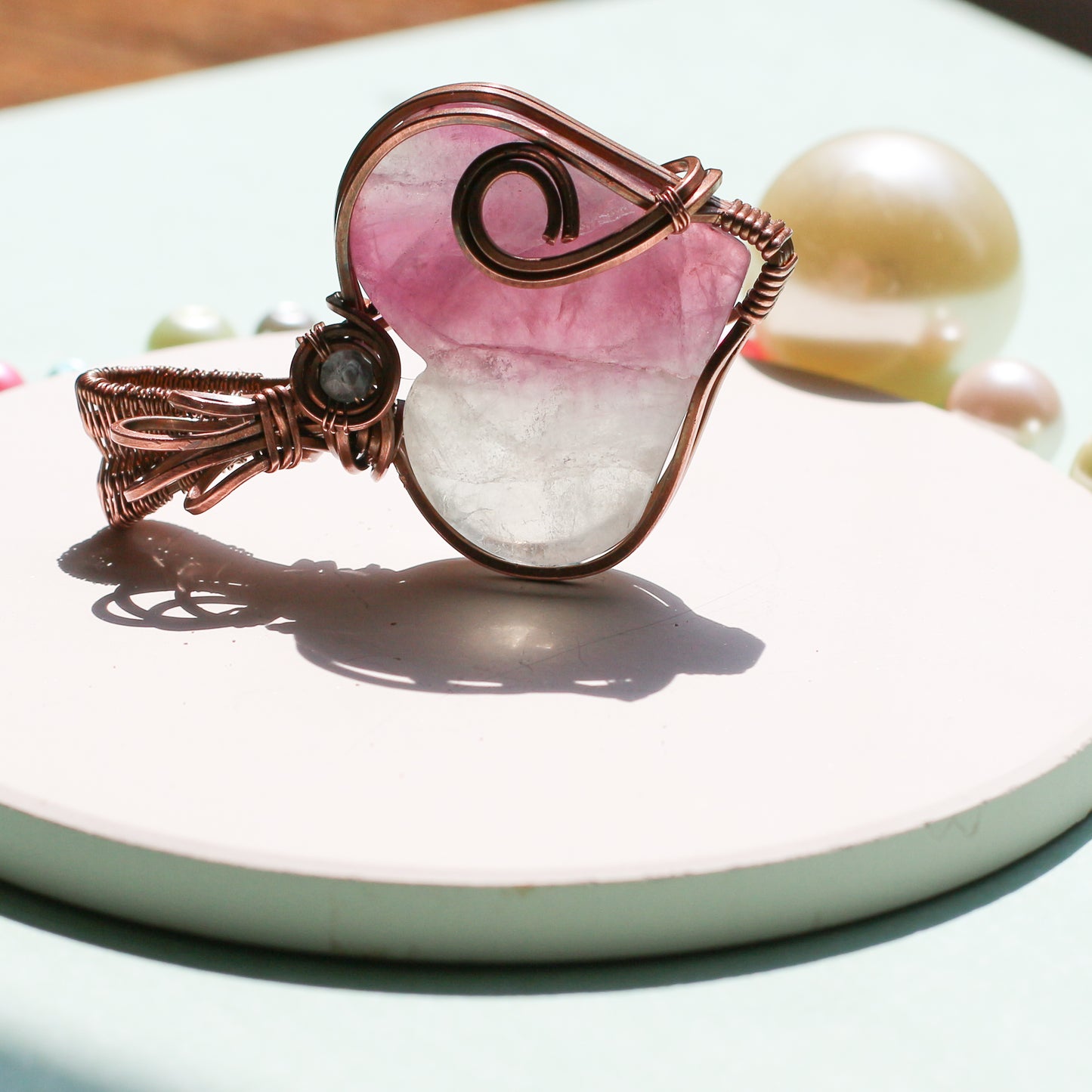Fluorite Heart & Aged Copper Necklace