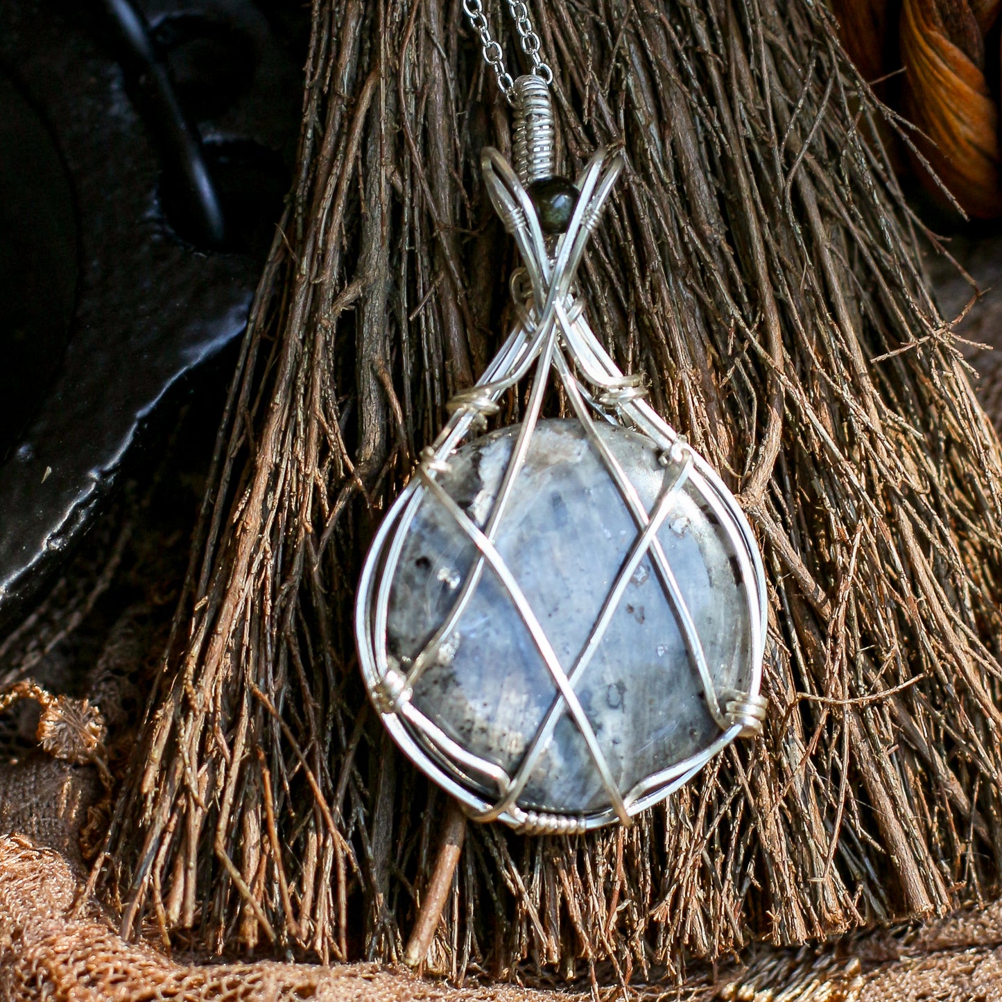 Larvikite & Sterling Silver Necklace