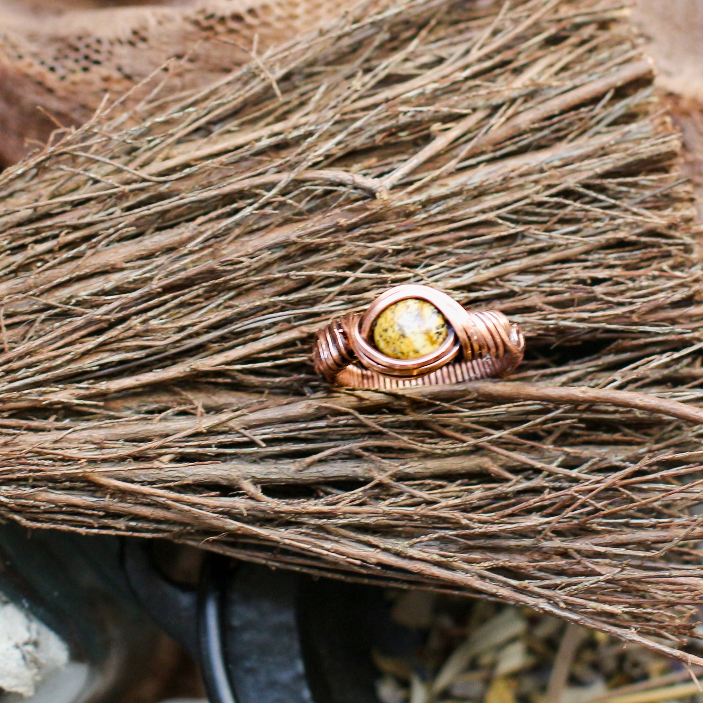 Picture Jasper & Aged Copper Ring (SIZE 8)