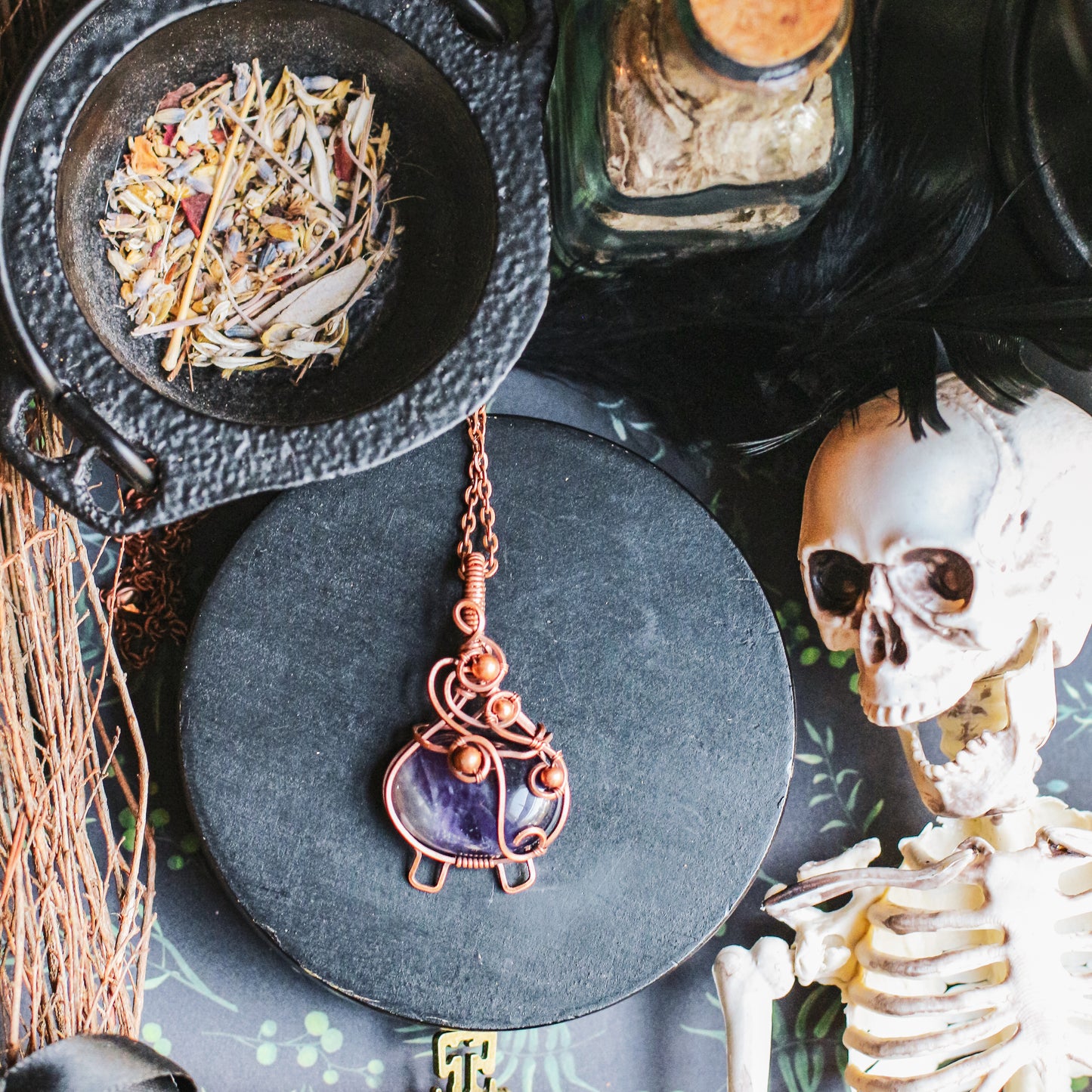 SPECIAL Amethyst "Bubble Cauldron" Necklace (Aged Copper)