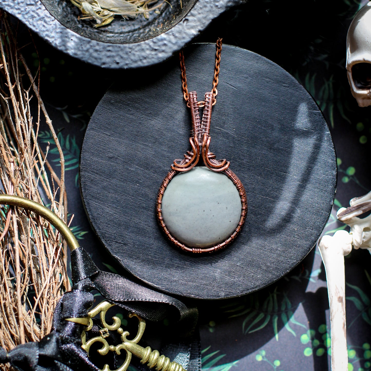 Round Jasper & Aged Copper Necklace
