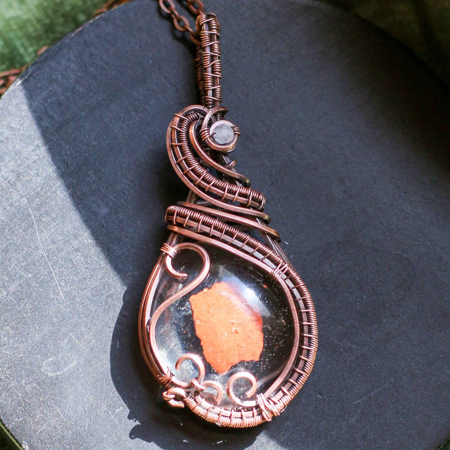 SPECIAL Norwich State Hospital Fragment Necklace with Moonstone & Copper Wire