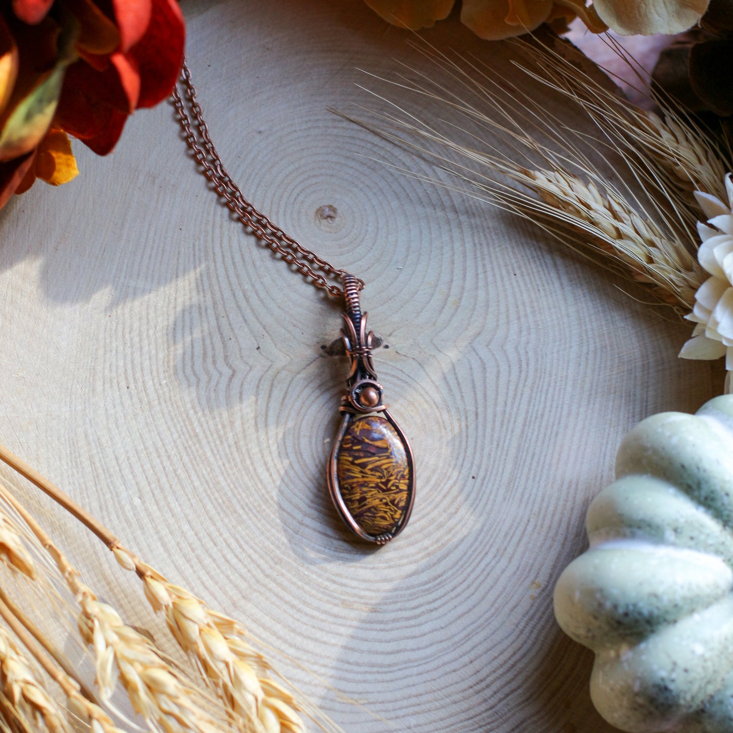 Calligraphy Jasper & Aged Copper Necklace
