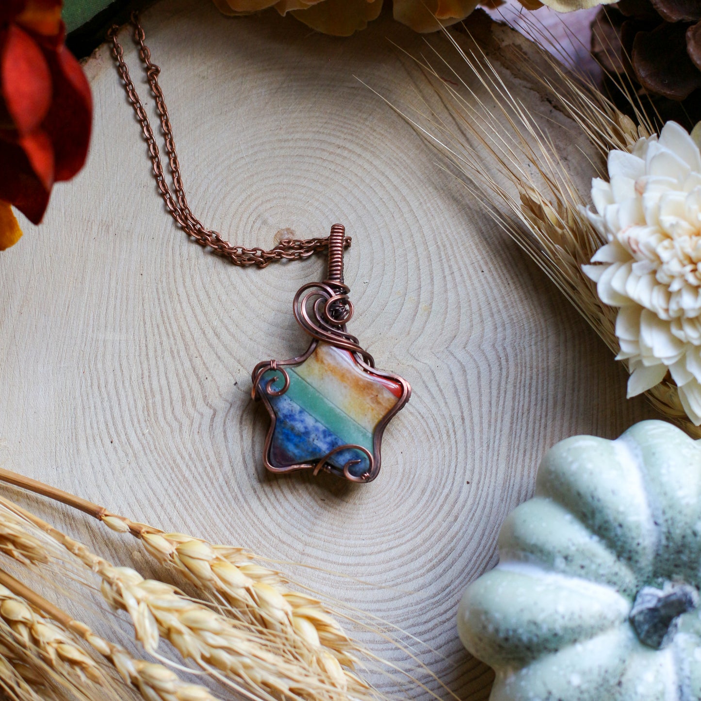 7 Chakra Star Necklace (Aged Copper)