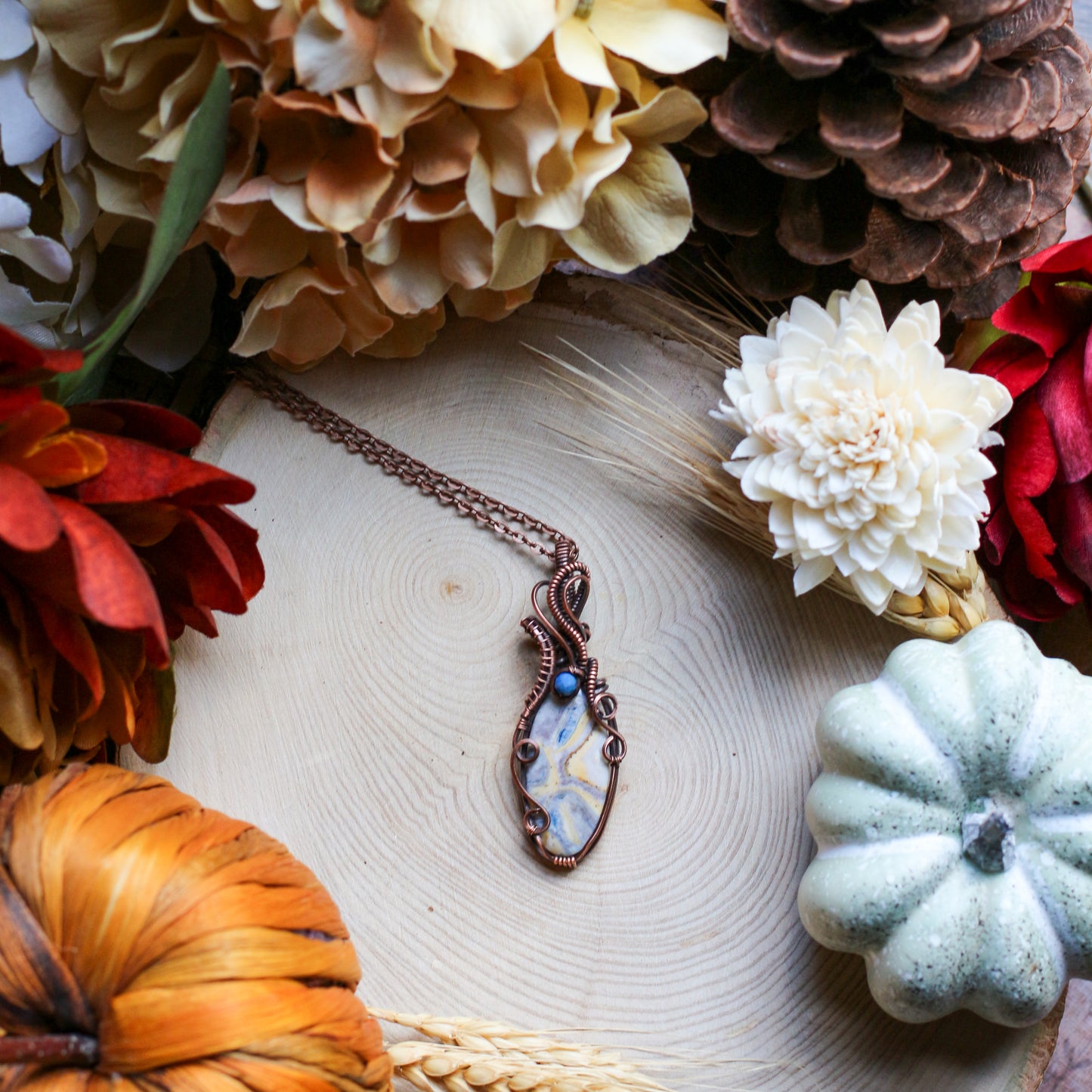 RARE Scheelite & Lapis Lazuli Necklace (Aged Copper)