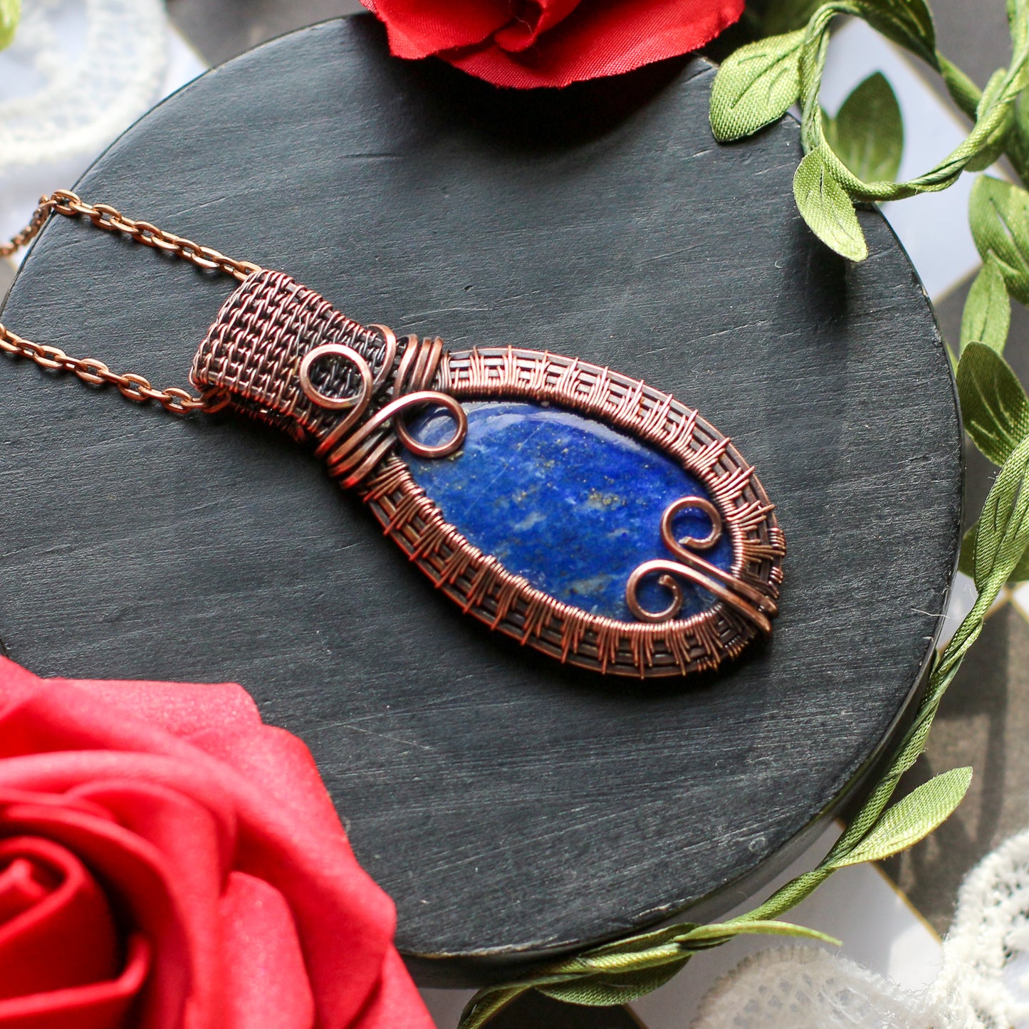 Bold Lapis Lazuli & Aged Copper Necklace