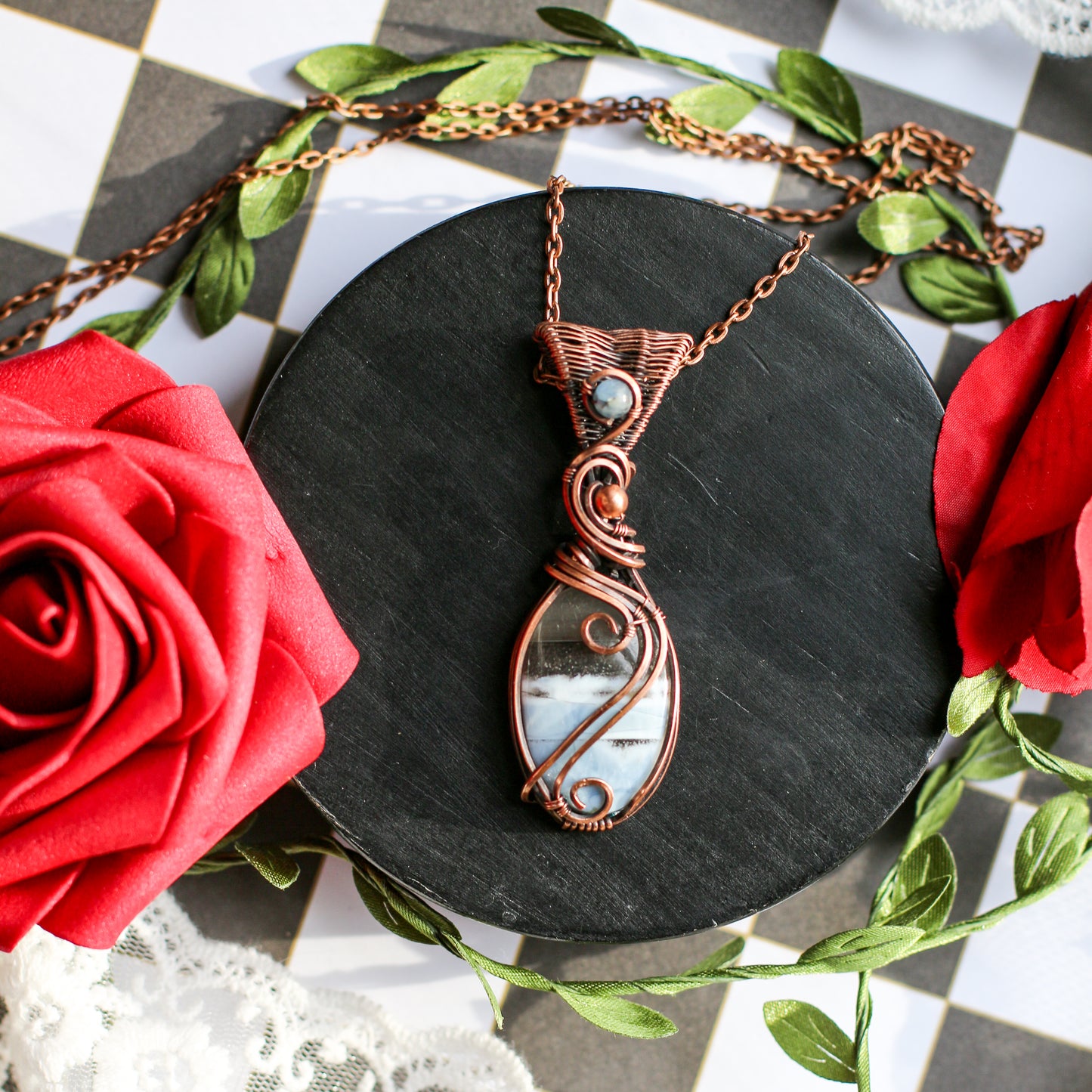 Blue Opal & Aged Copper Necklace