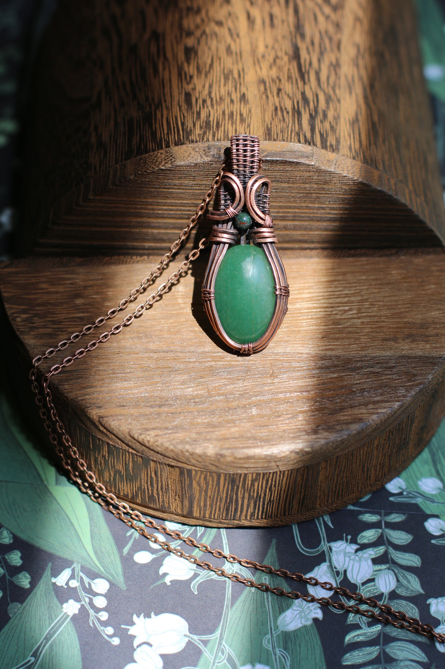 Green Aventurine & Ruby Zoisite Necklace (Aged Copper)