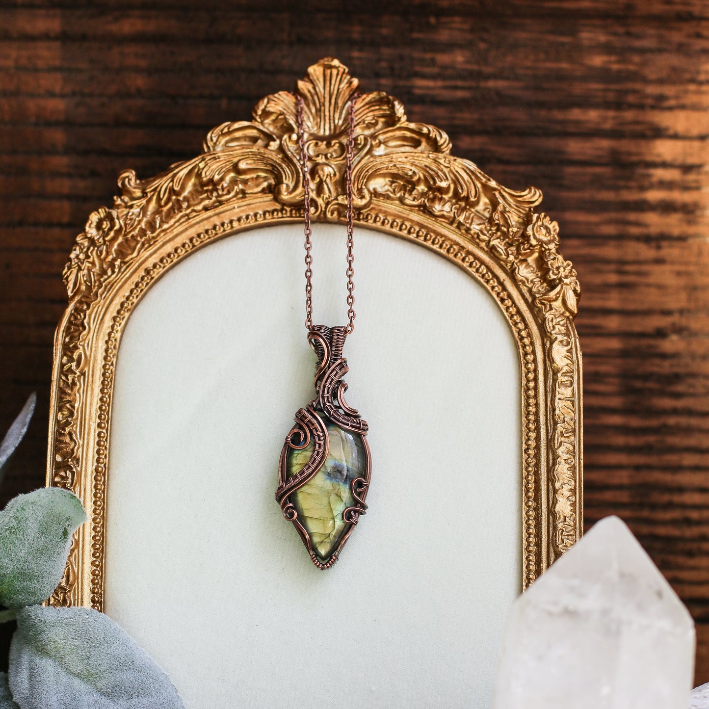 Flashy Labradorite & Aged Copper Necklace