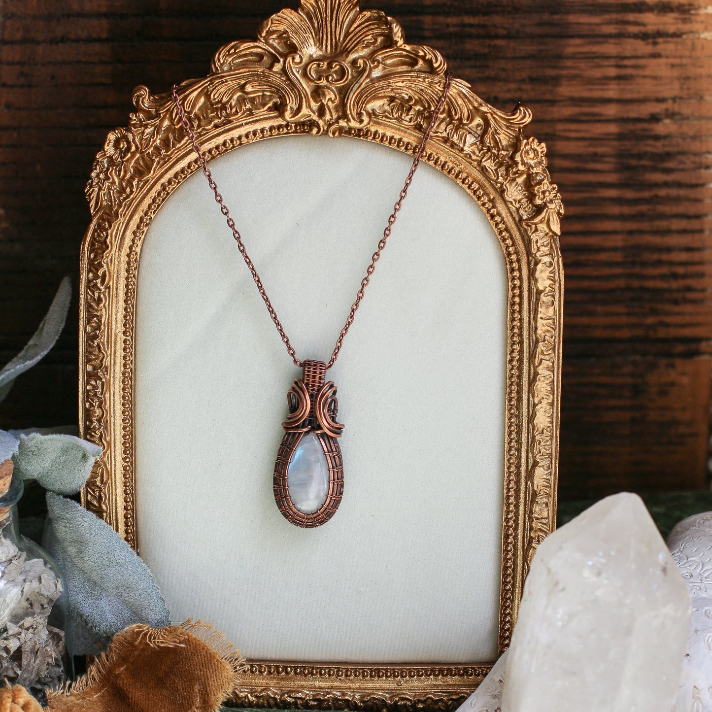 Moonstone & Aged Copper Statement Necklace