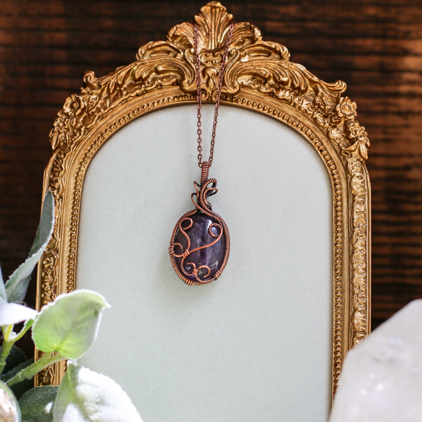Dark Amethyst & Aged Copper Necklace