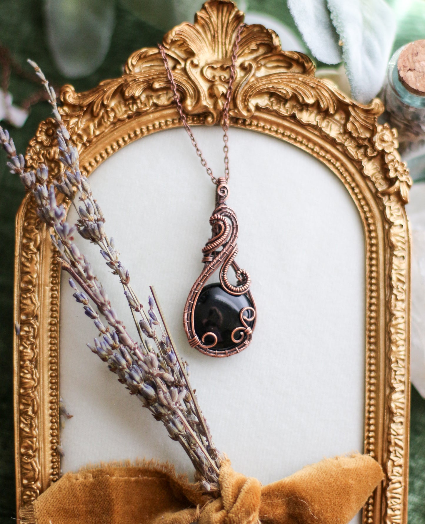 Obsidian & Aged Copper Statement Necklace
