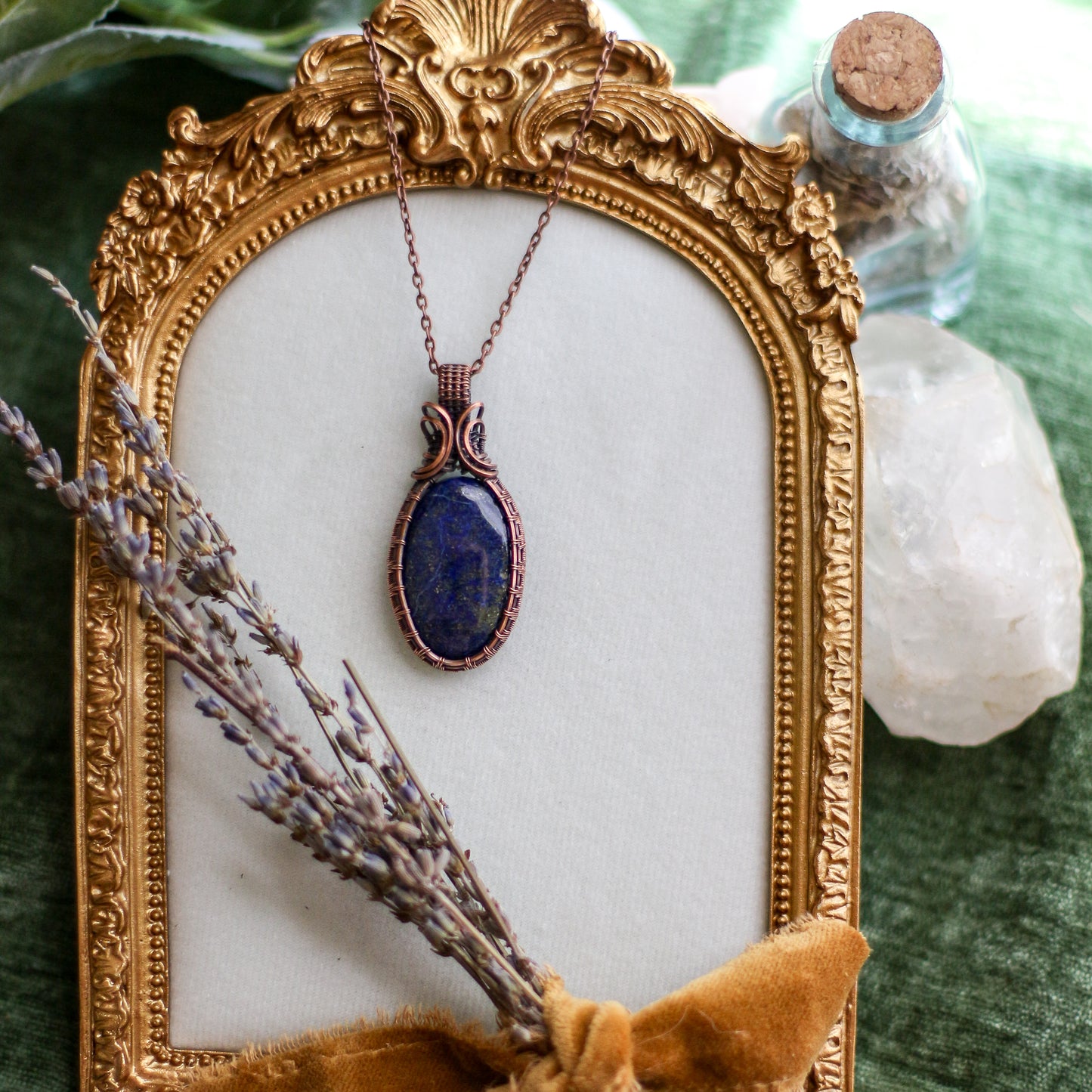 Lapis Lazuli & Aged Copper Oval Necklace