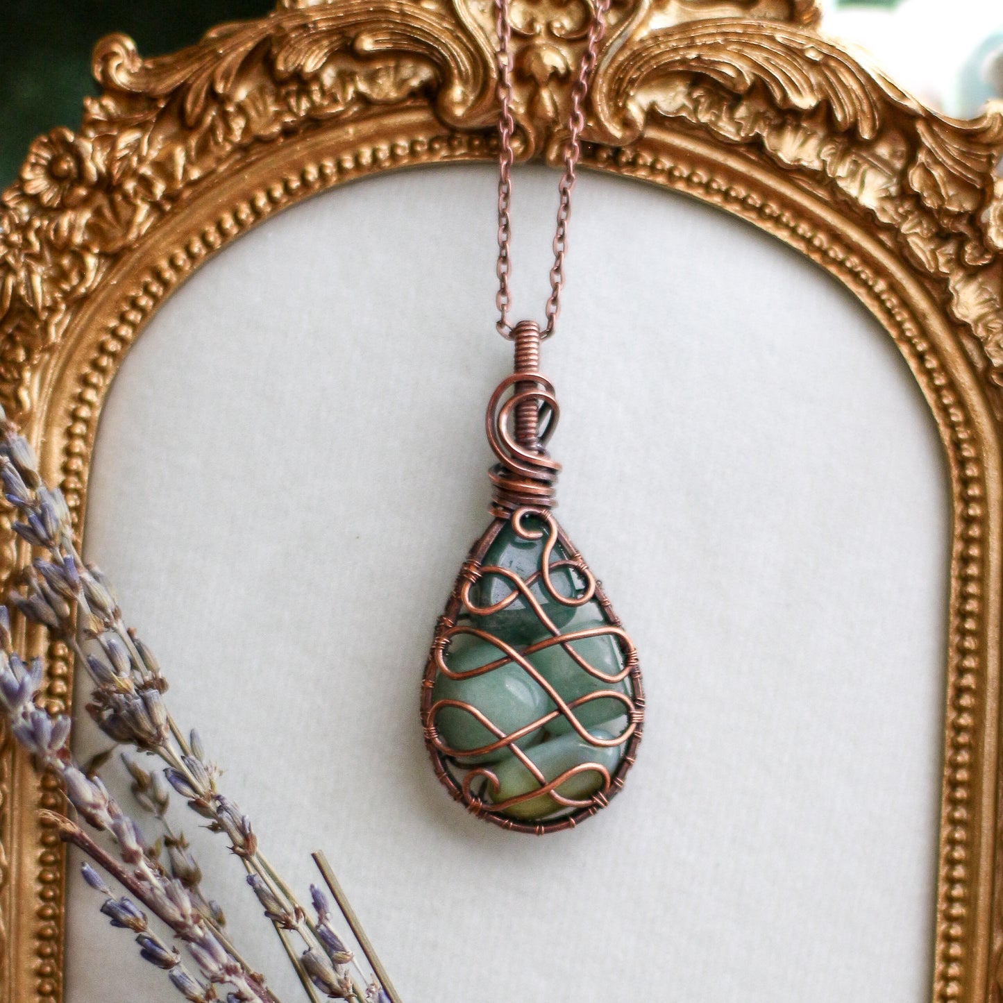 Green Aventurine & Aged Copper Necklace