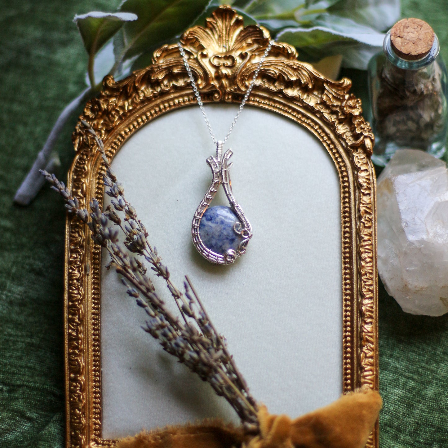 Large Sodalite & Genuine Sterling Silver Necklace