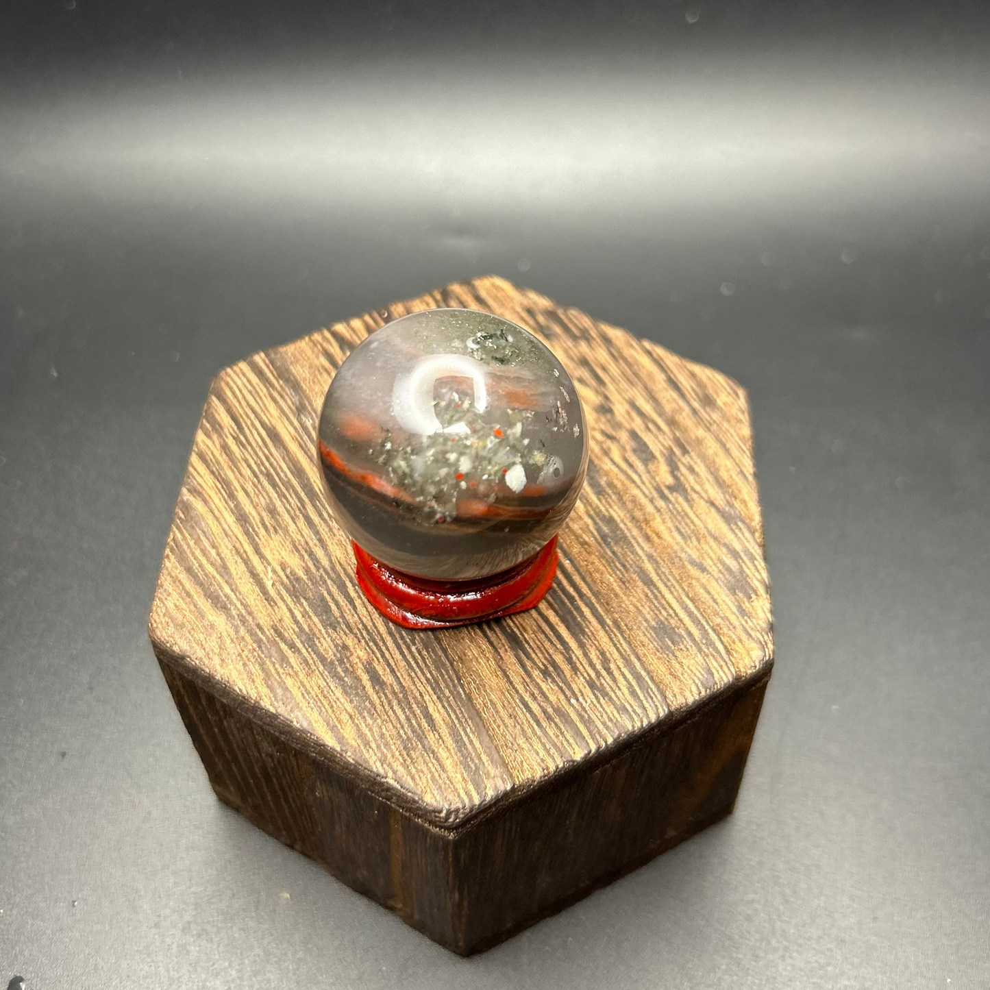 African Bloodstone Mini Sphere (With Stand)