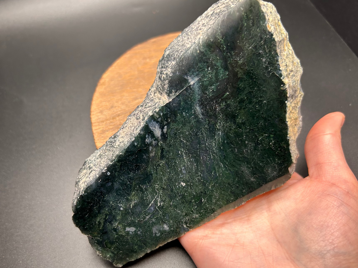 LARGE Dark Moss Agate Slab Specimen (Slight Imperfections)