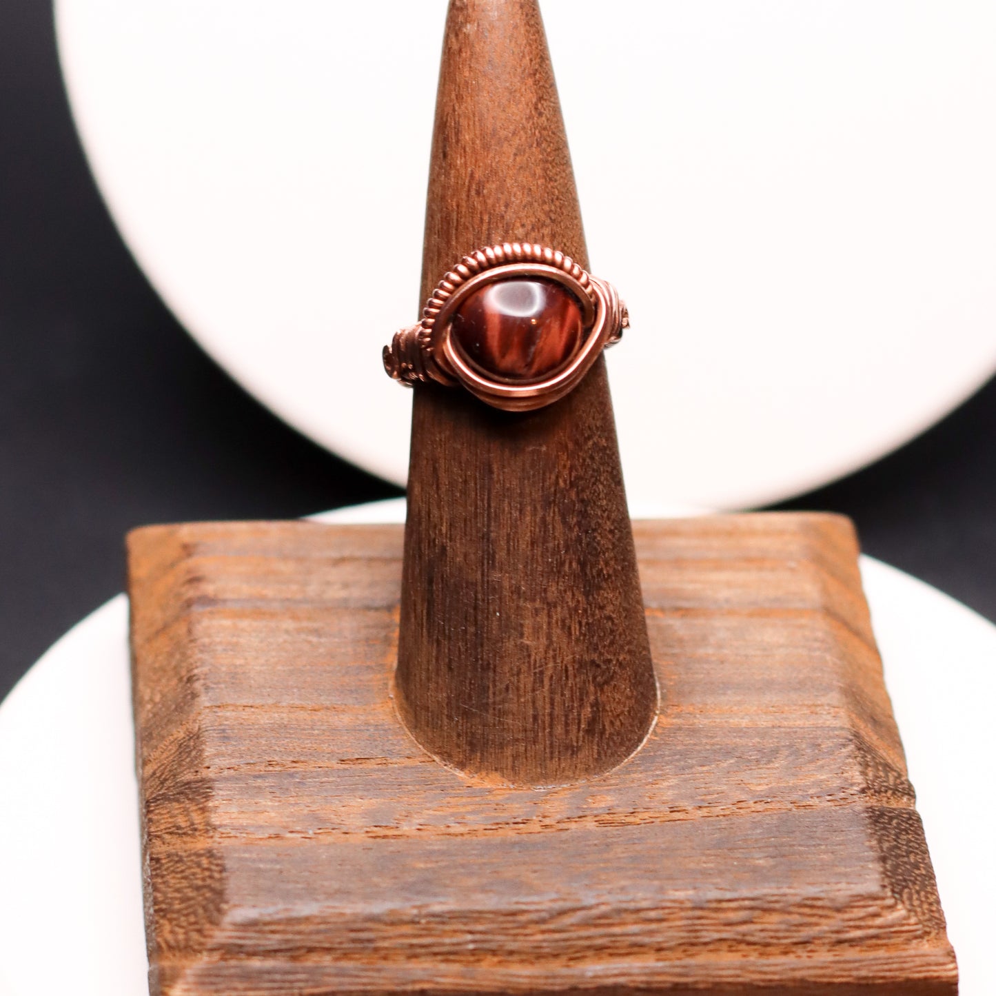 Red Tiger's Eye & Aged Copper Ring (SIZE 6)