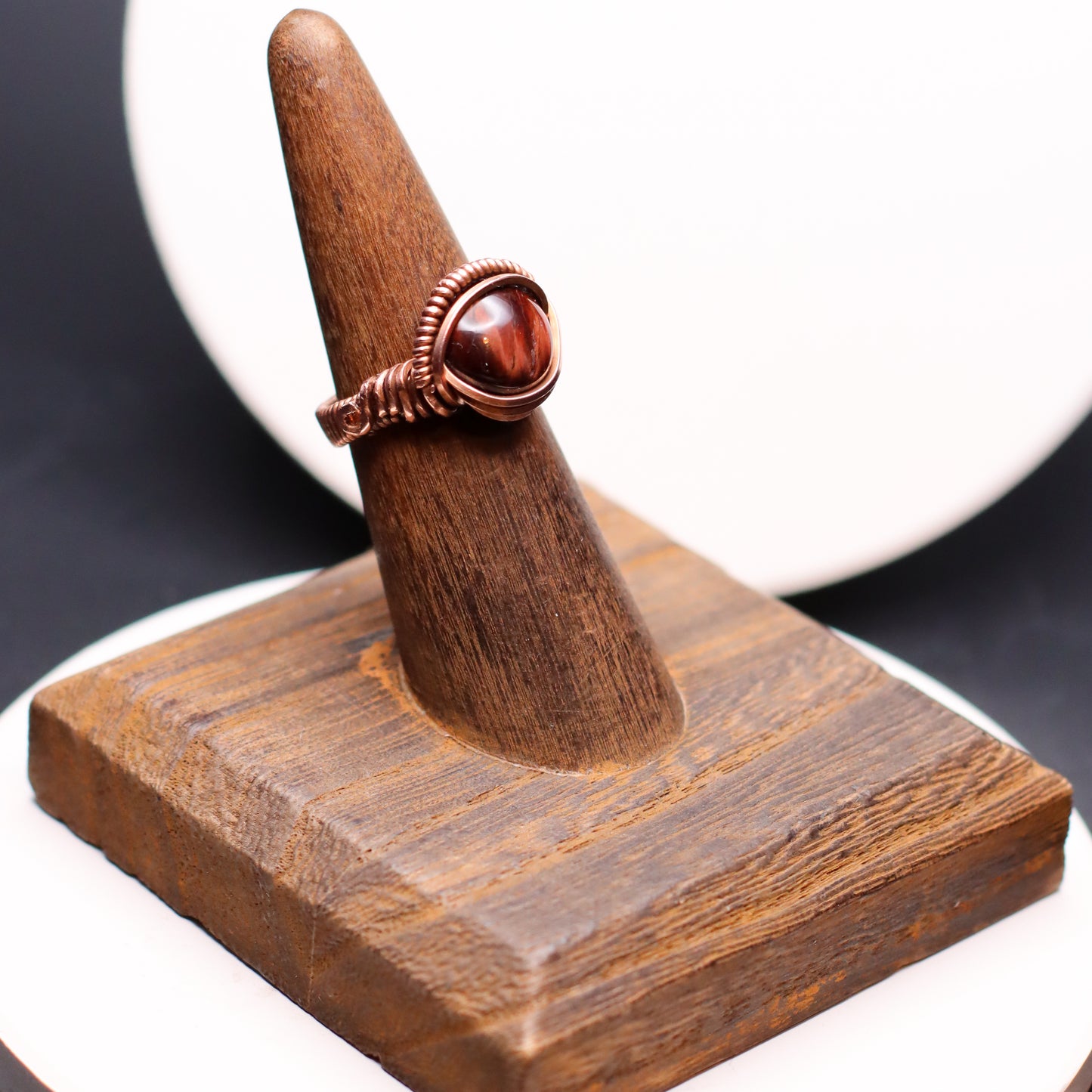 Red Tiger's Eye & Aged Copper Ring (SIZE 6)