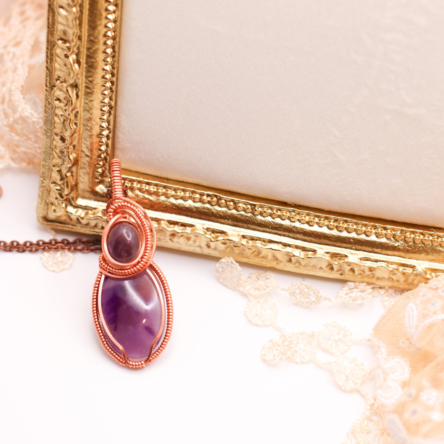 Double Amethyst & Copper Necklace