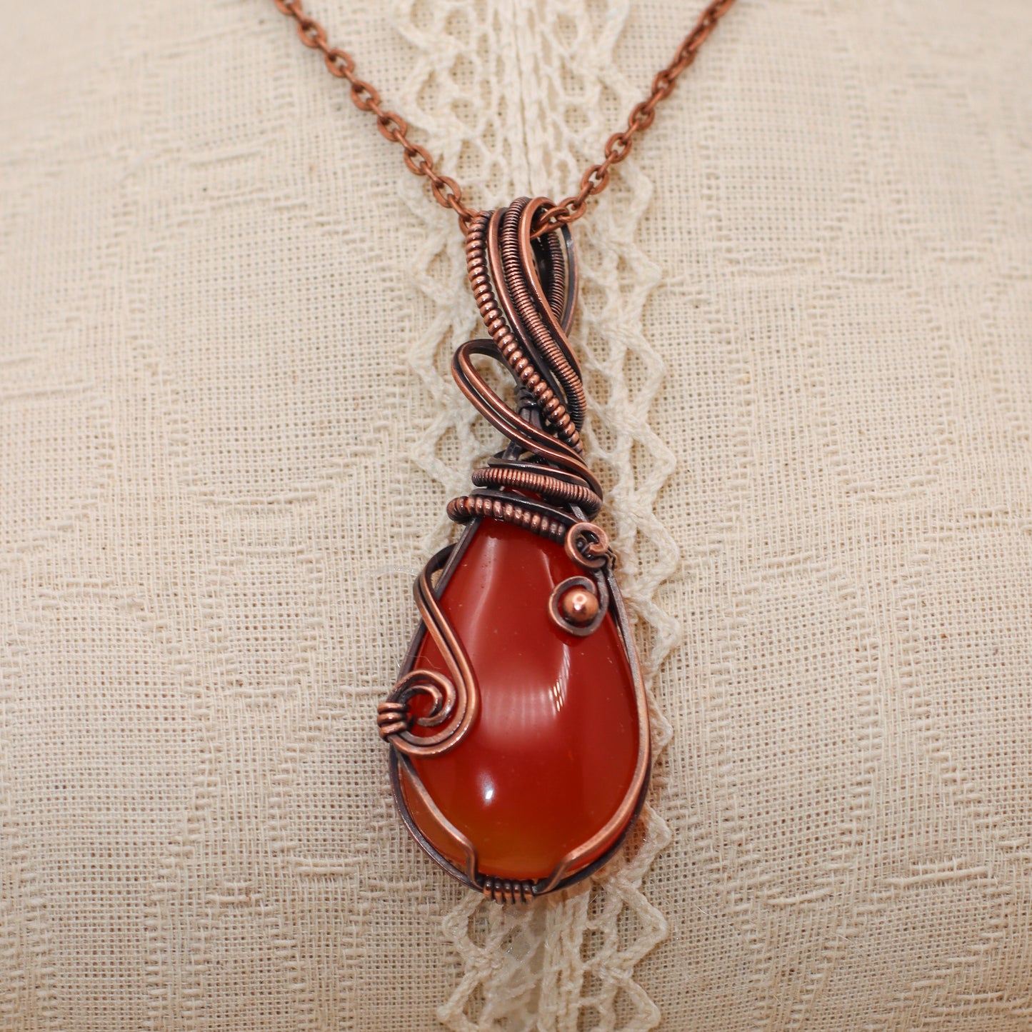 BOLD Carnelian & Aged Copper Necklace