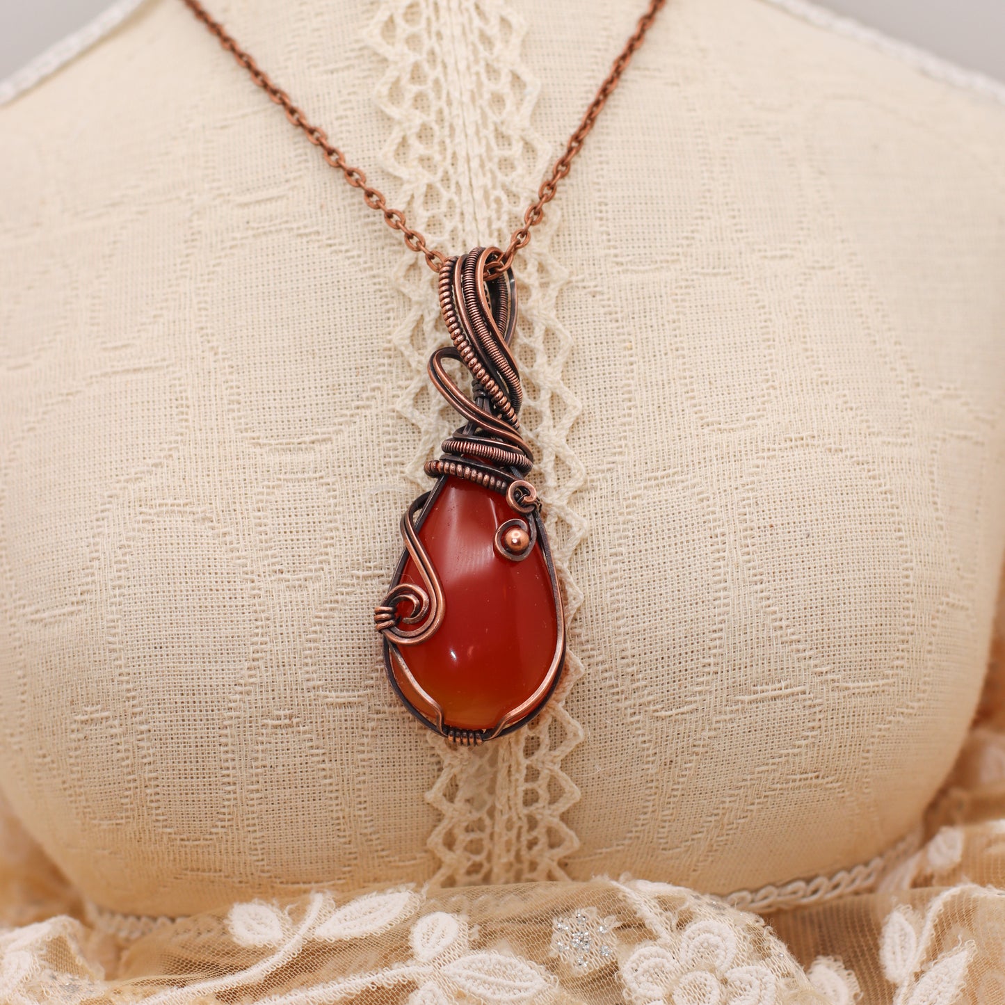 BOLD Carnelian & Aged Copper Necklace