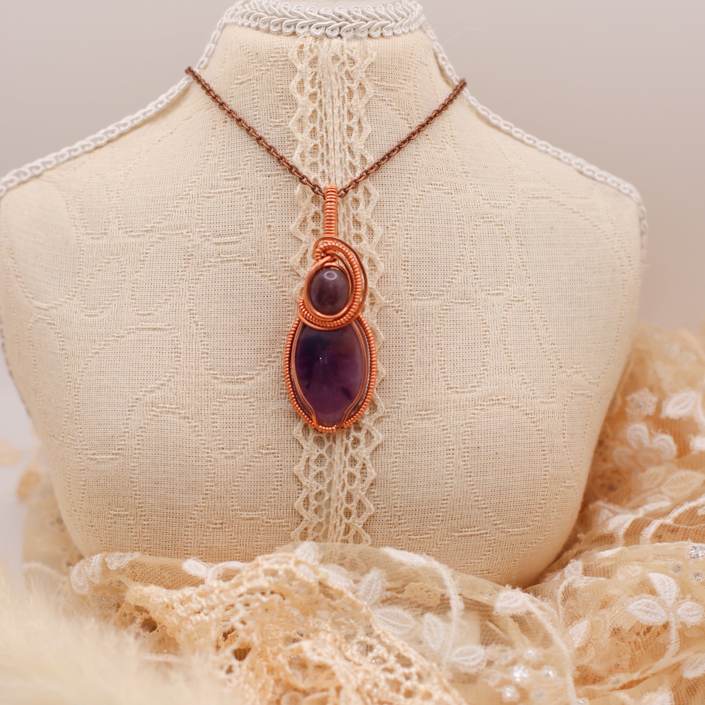 Double Amethyst & Copper Necklace