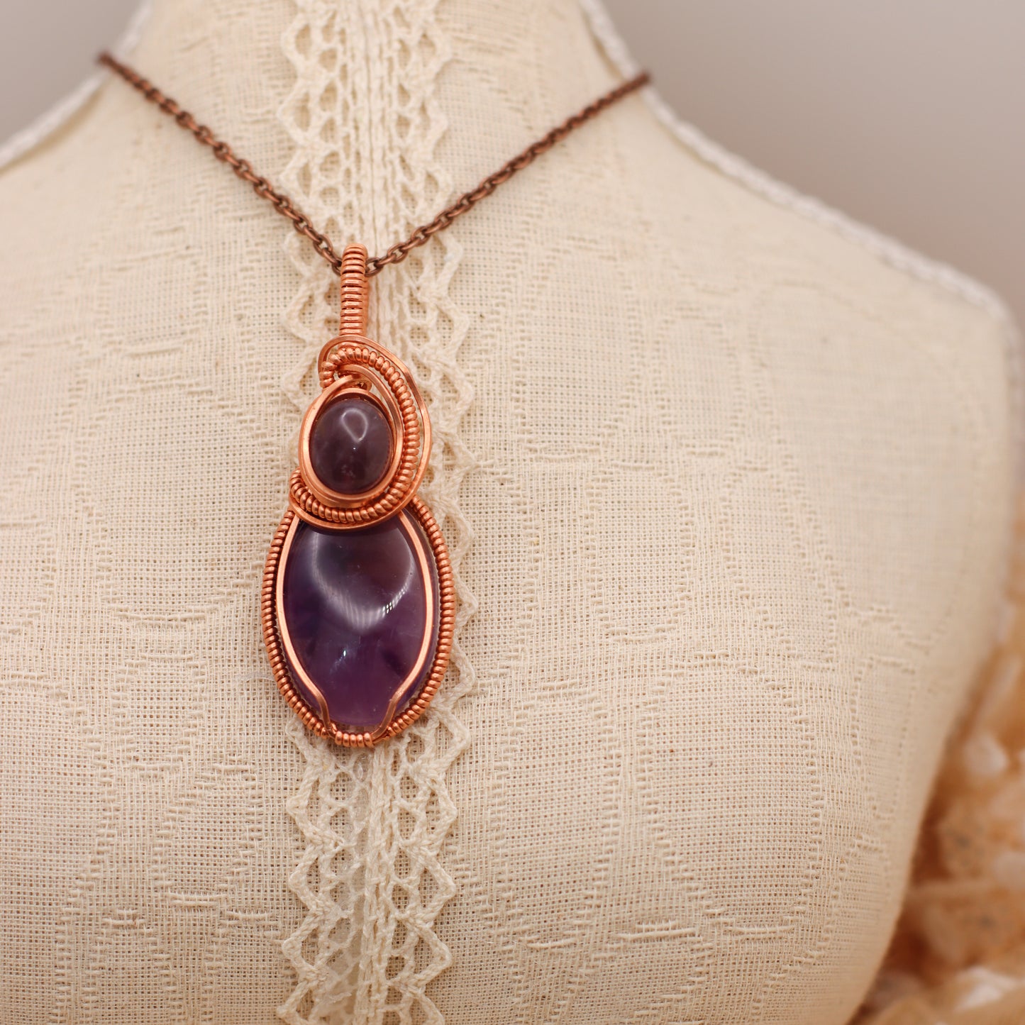 Double Amethyst & Copper Necklace