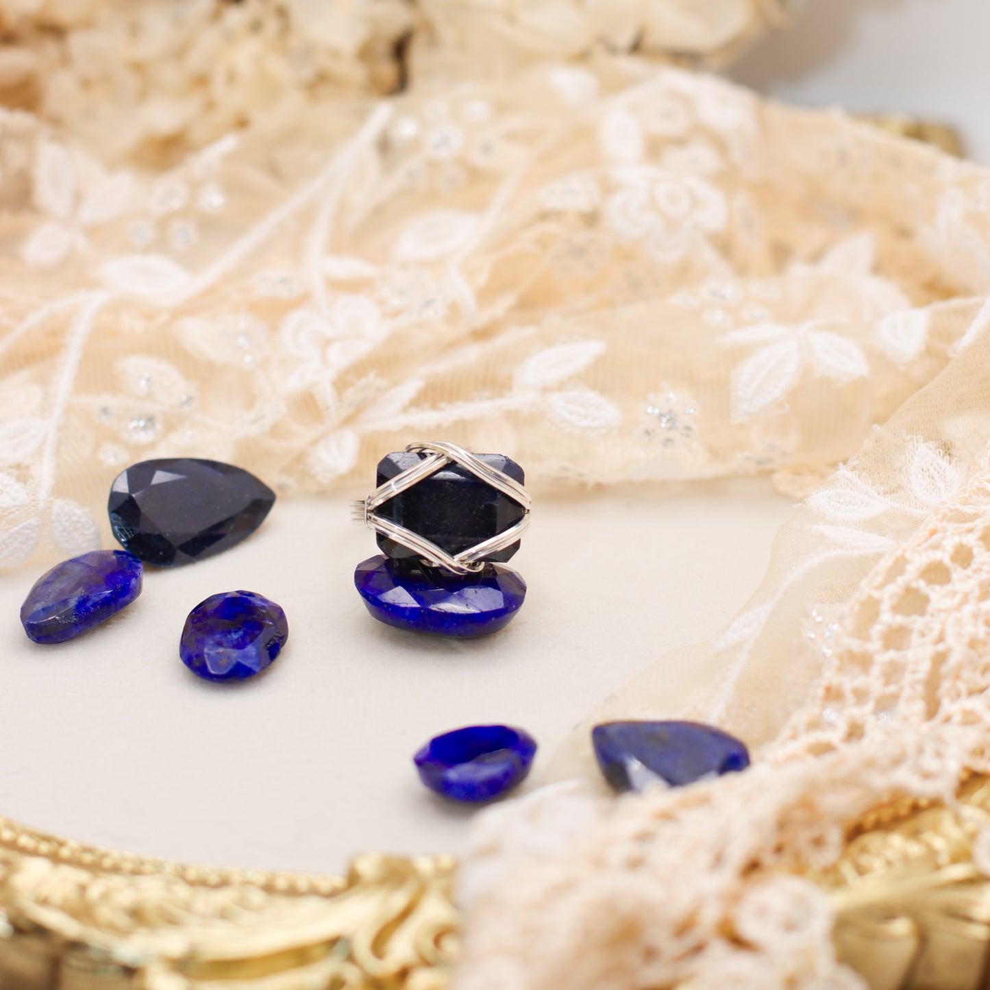 RARE African Blue Sapphire & Sterling Silver Ring (SIZE 9)