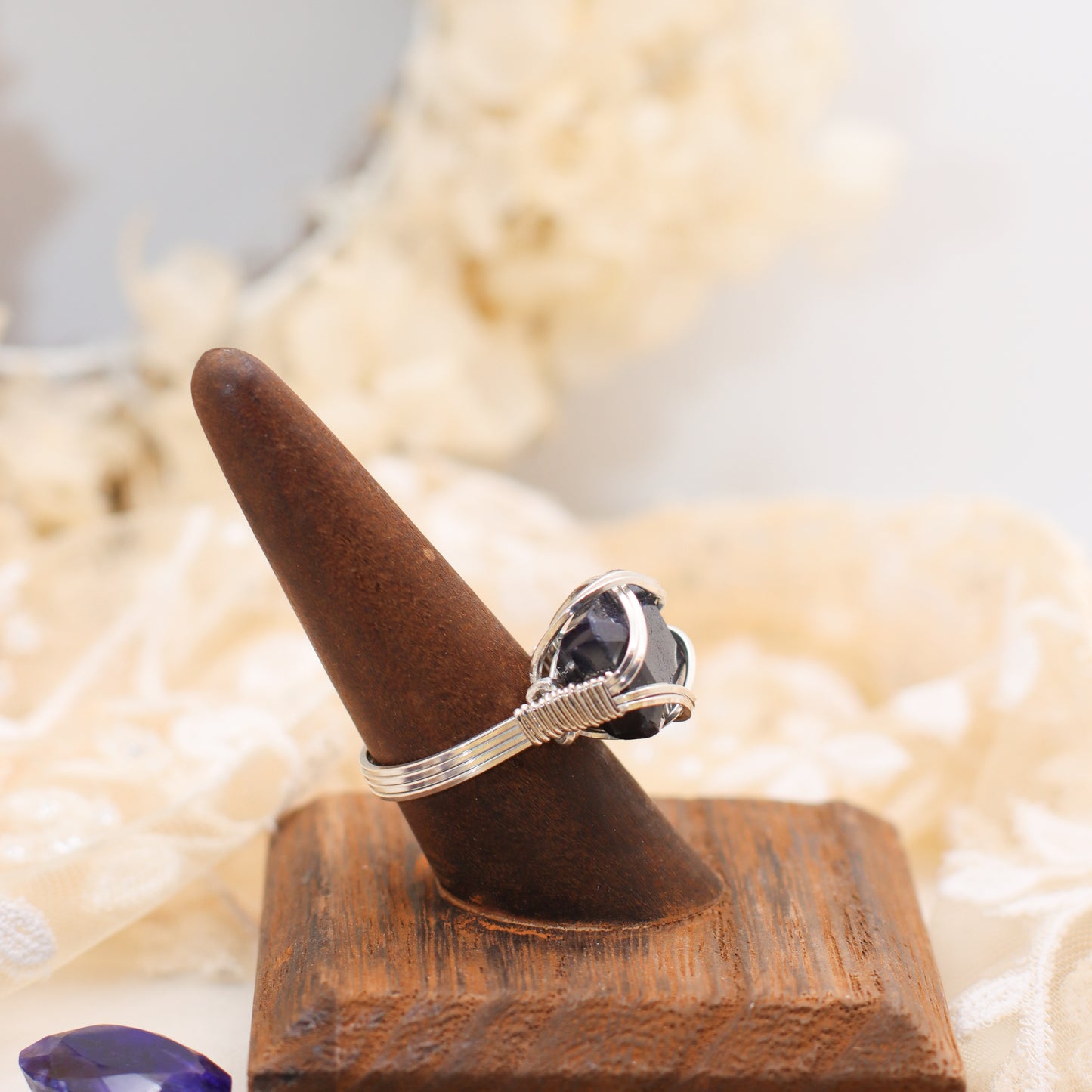 RARE African Blue Sapphire & Sterling Silver Ring (SIZE 9)