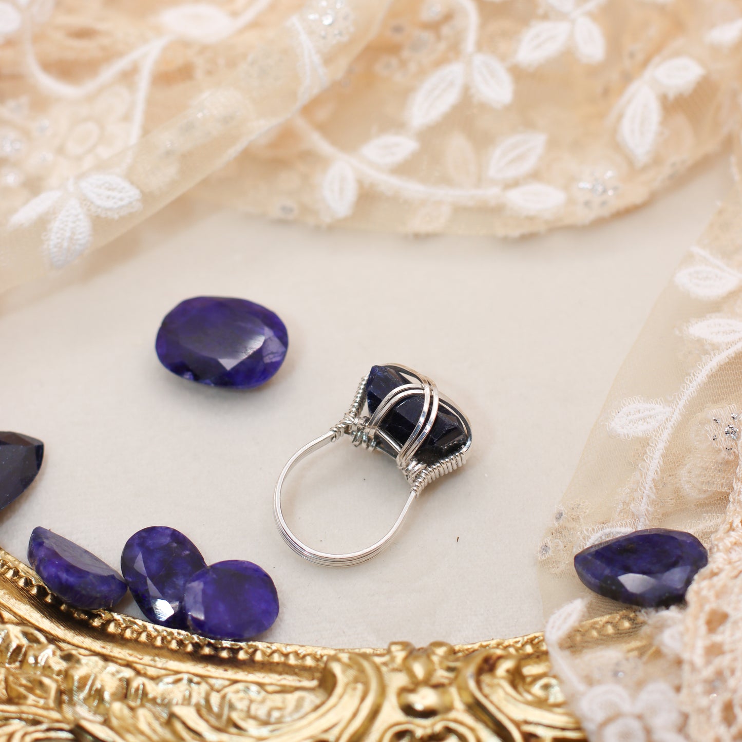 RARE African Blue Sapphire & Sterling Silver Ring (SIZE 9)