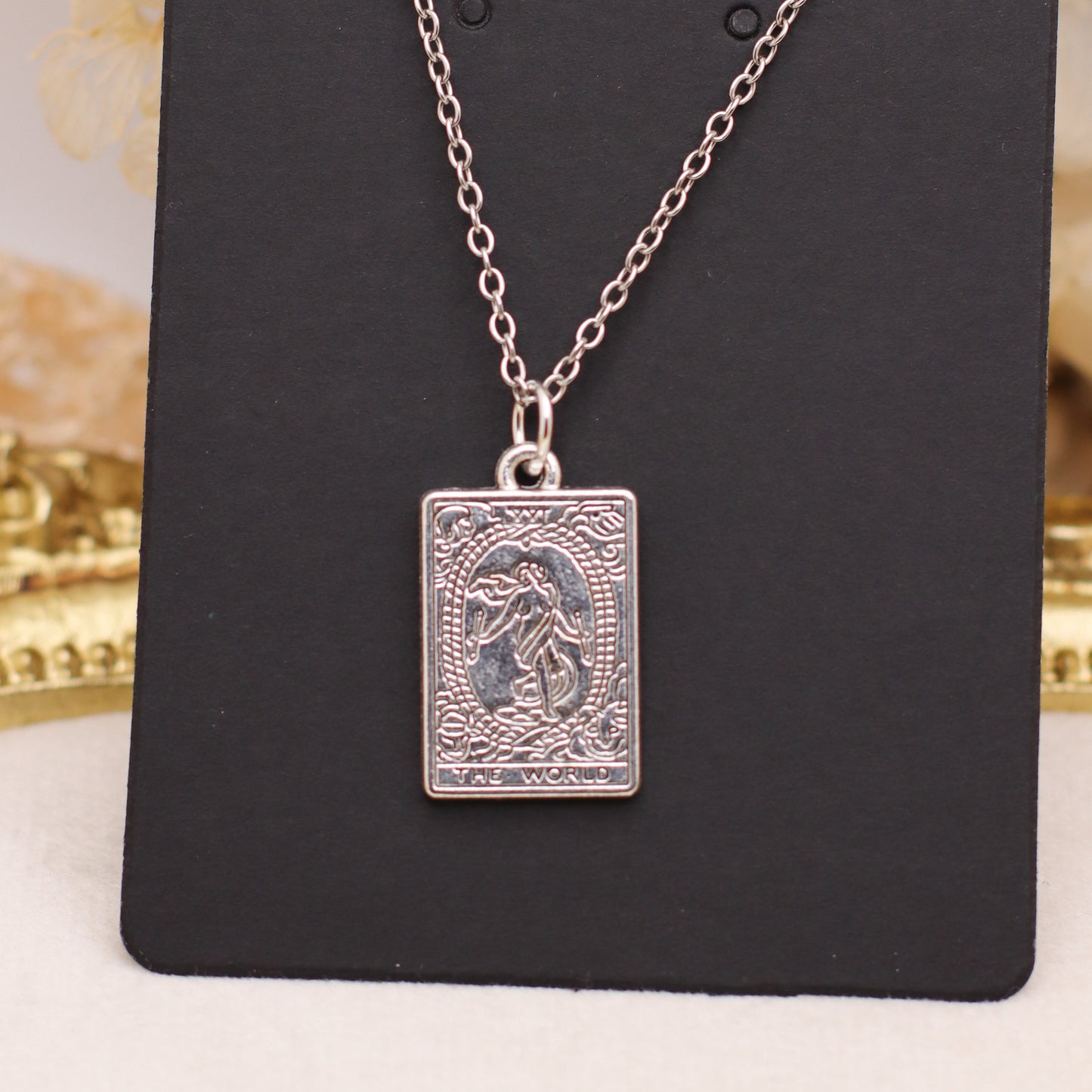 Silver Colored Tarot Card Necklaces