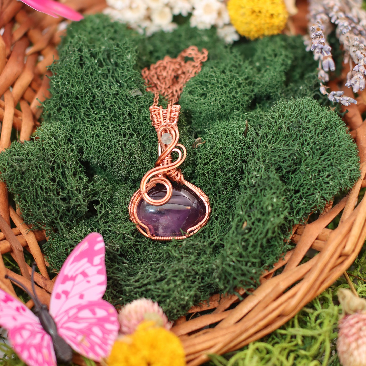 Amethyst & Fluorite Necklace with Copper