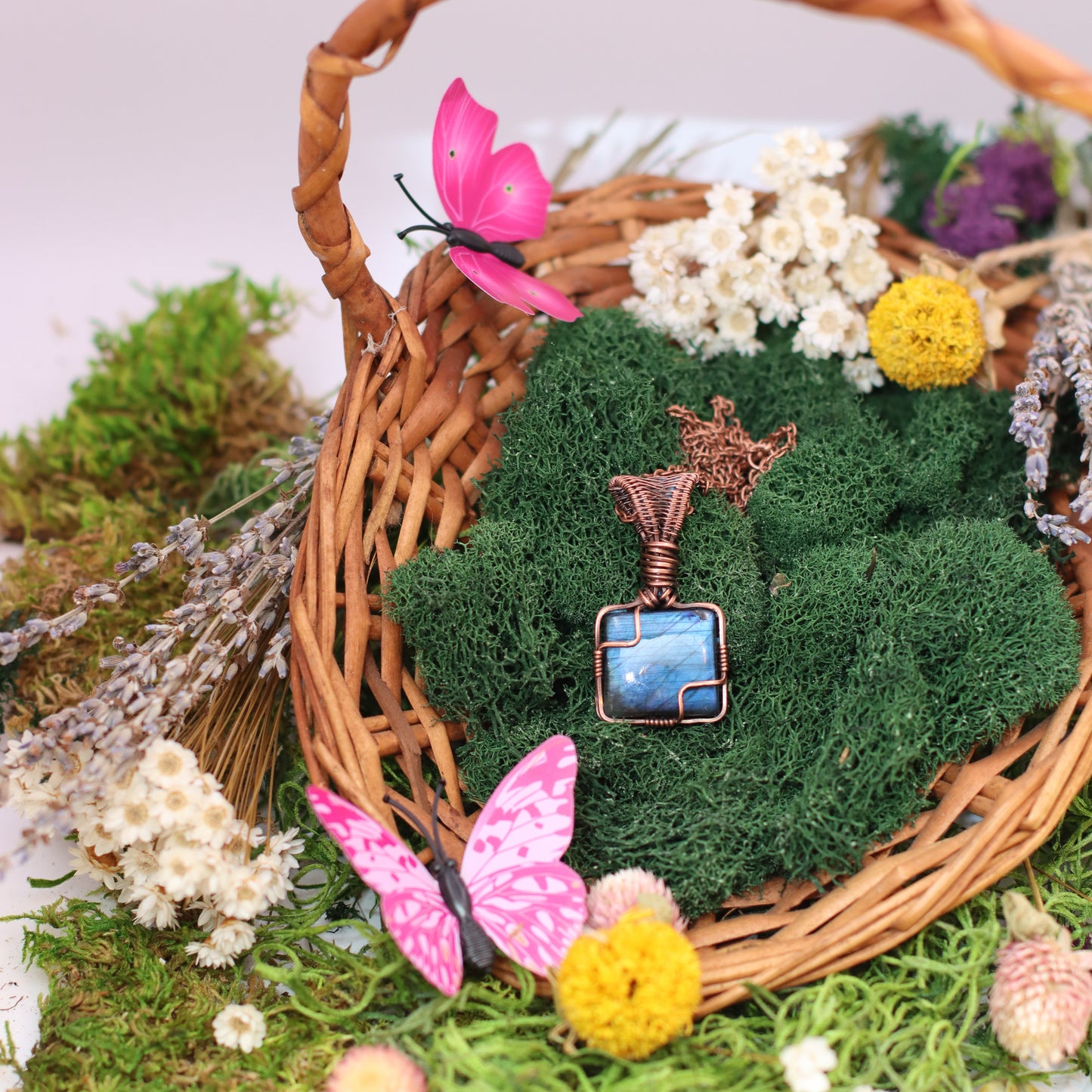 Labradorite & Aged Copper Square Necklace