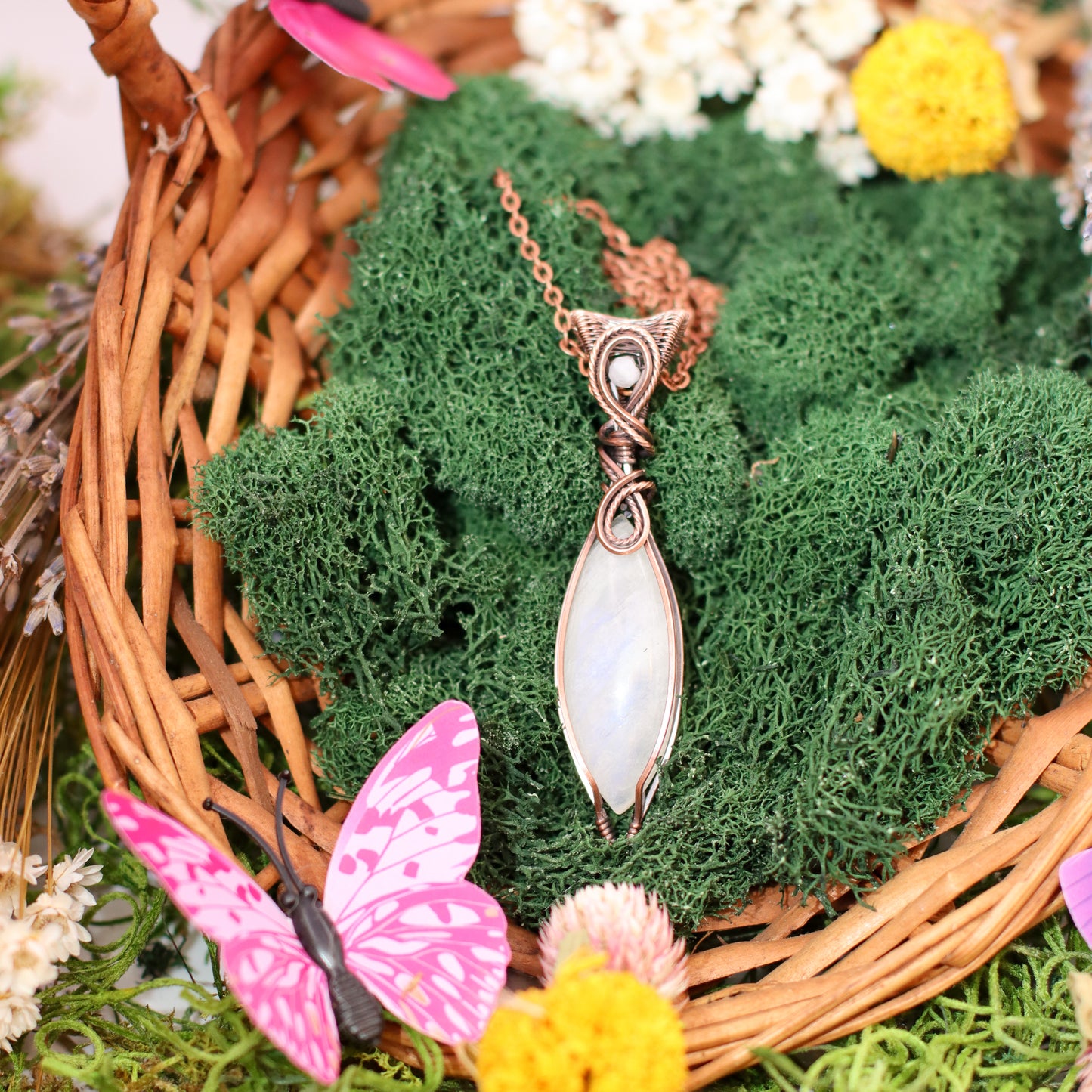 Moonstone & Aged Copper Necklace