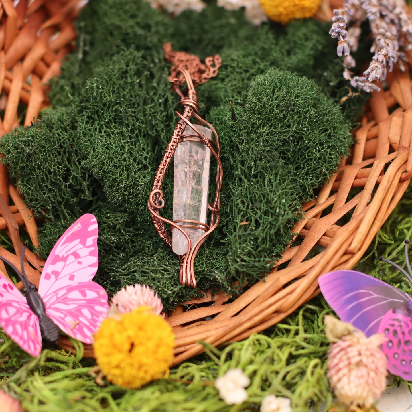 Quartz & Aged Copper Point Necklace