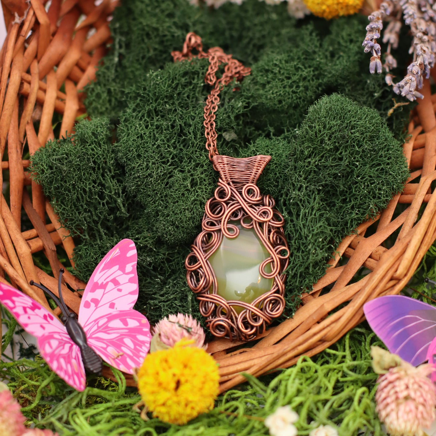 Yellow Chalcedony & Aged Copper Necklace