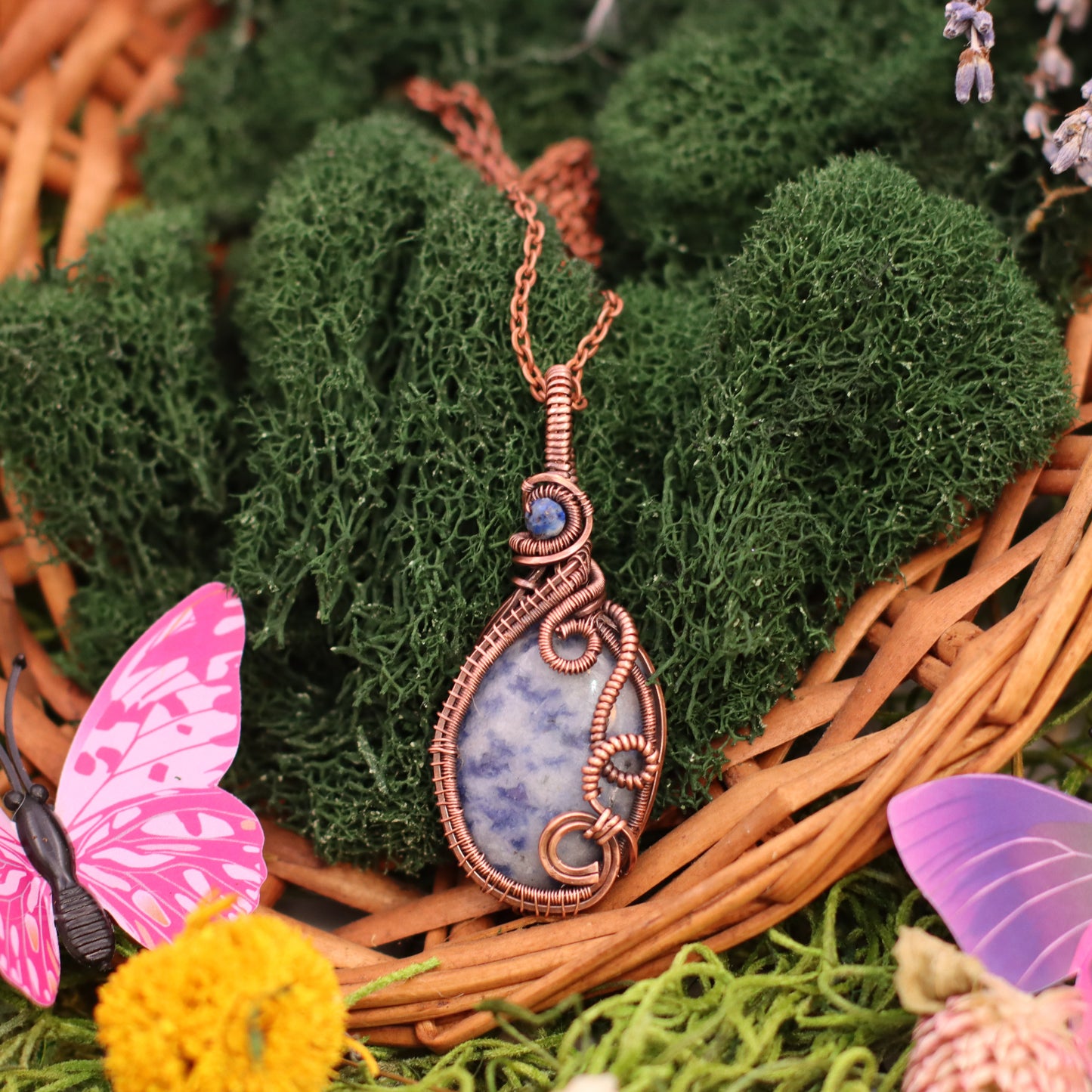Sodalite & Lapis Lazuli Necklace with Aged Copper