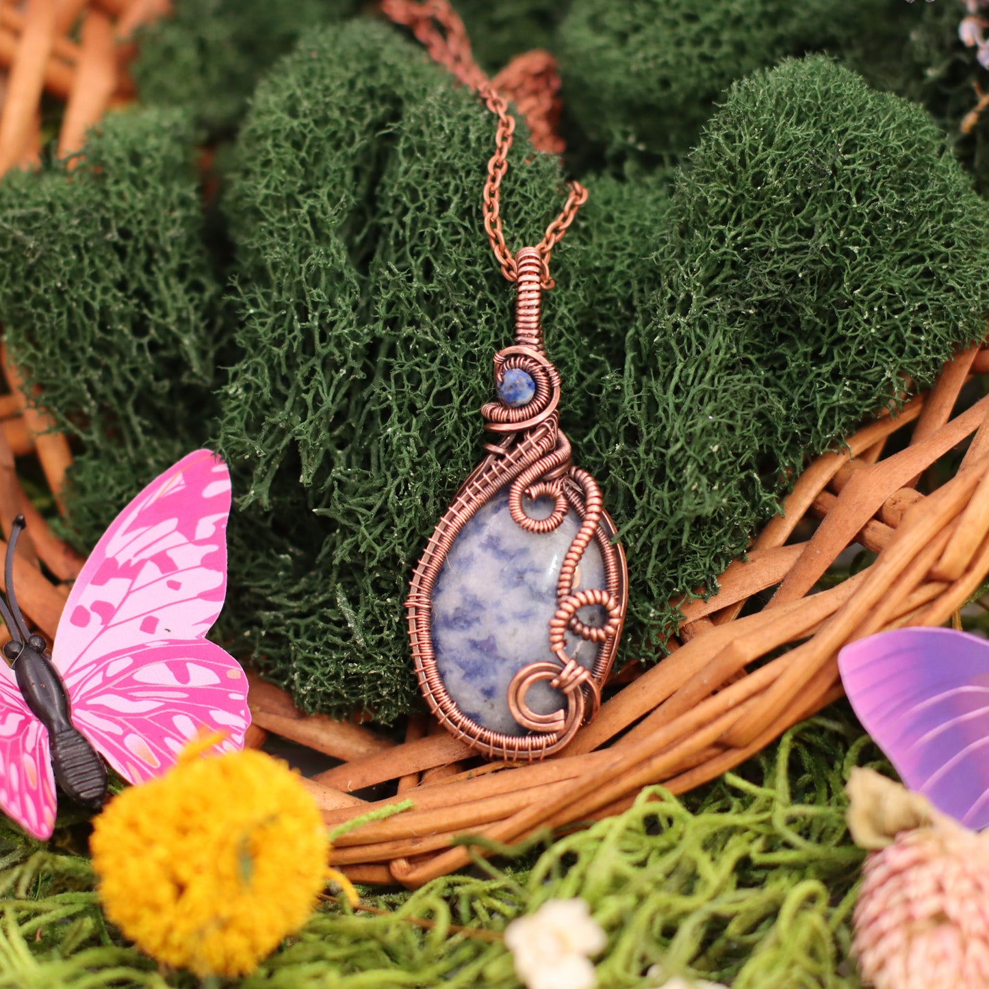 Sodalite & Lapis Lazuli Necklace with Aged Copper