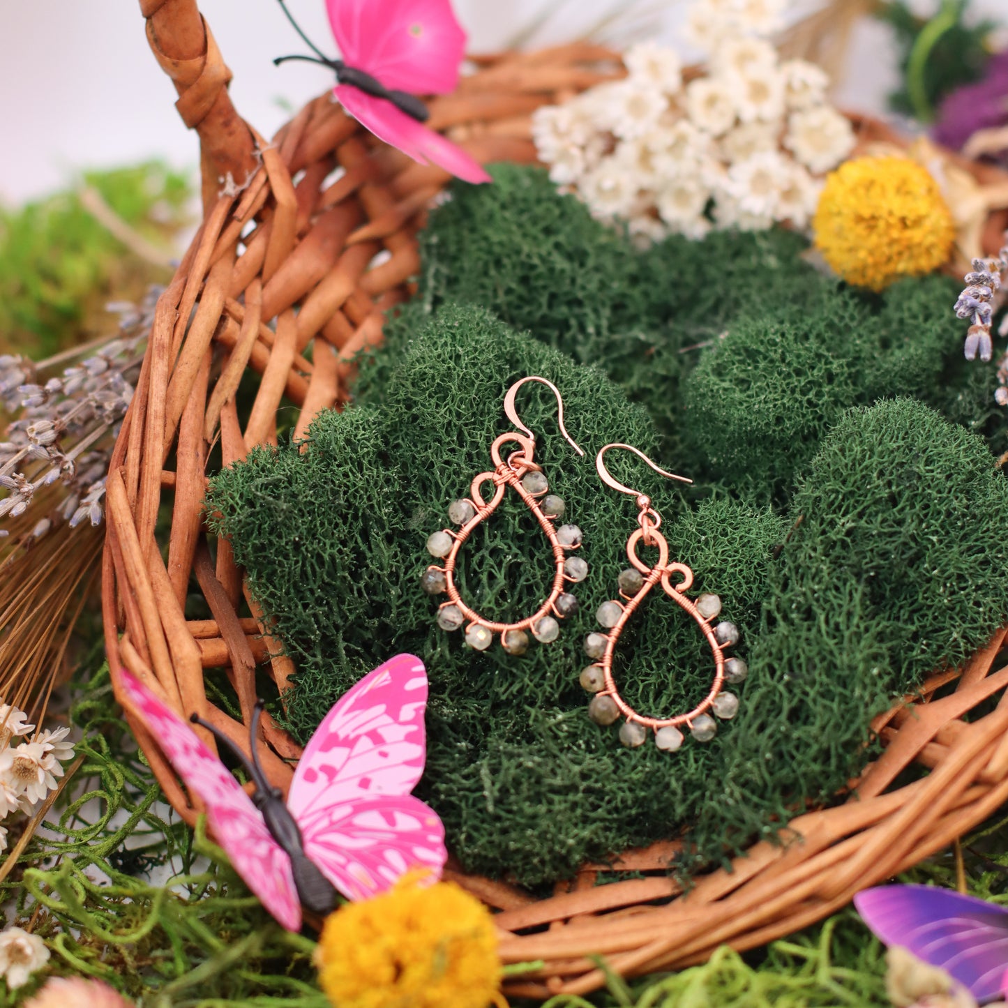 Prehnite Dangle Bead Earrings
