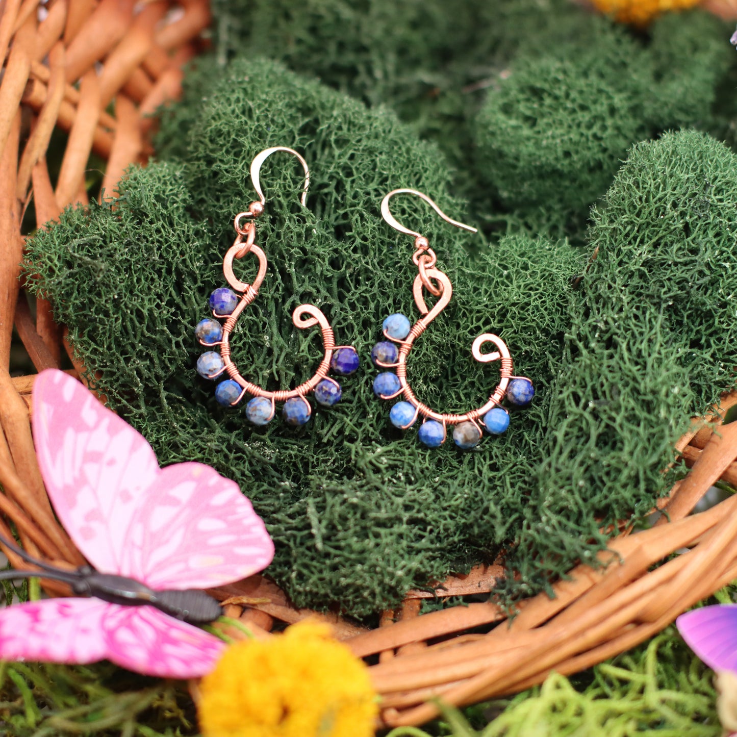 Lapis Lazuli Dangle Bead Earrings