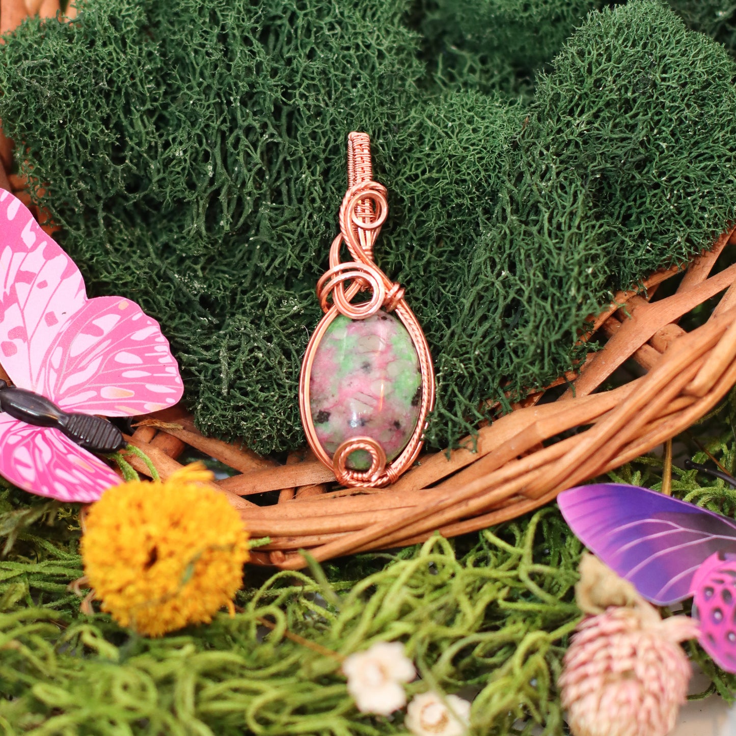 BOLD Ruby Zoisite & Copper Necklace