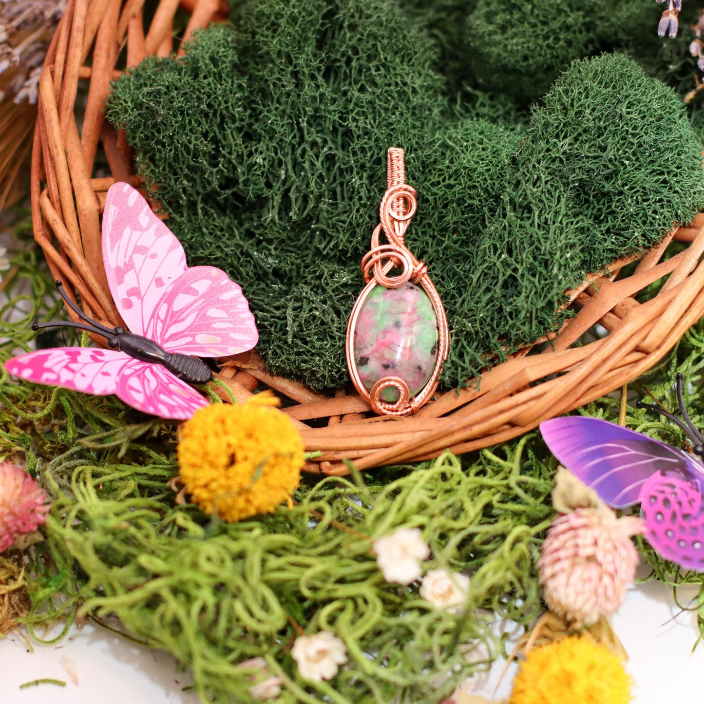 BOLD Ruby Zoisite & Copper Necklace
