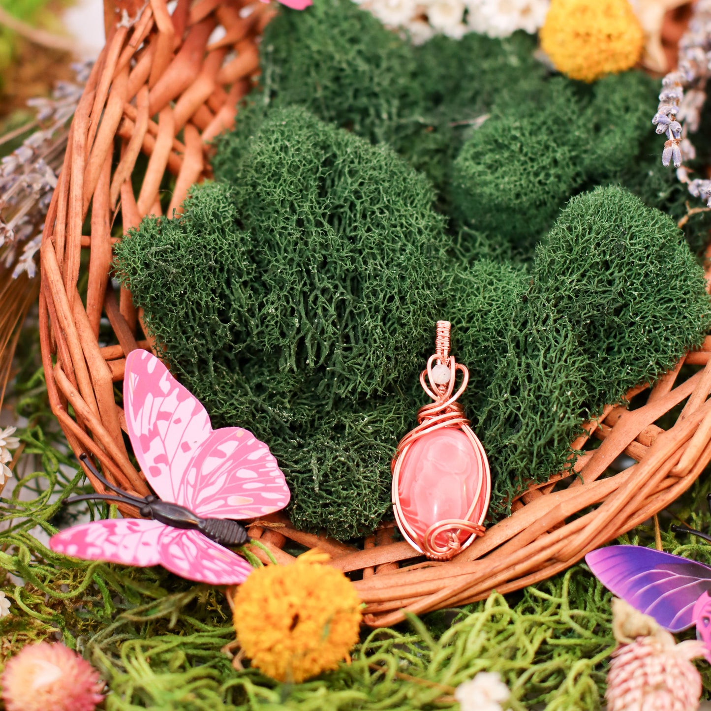 BOLD Dyed Pink Agate & Moonstone Necklace with Copper