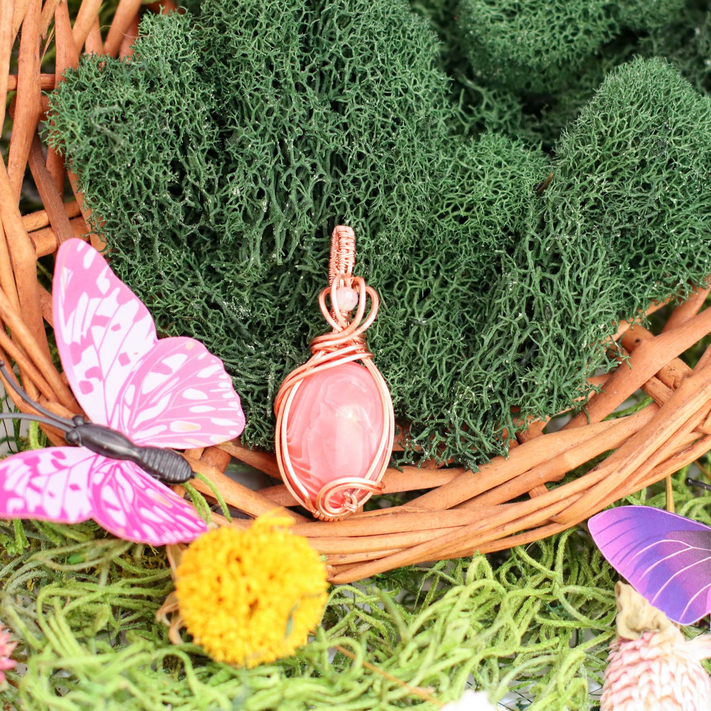 BOLD Dyed Pink Agate & Moonstone Necklace with Copper