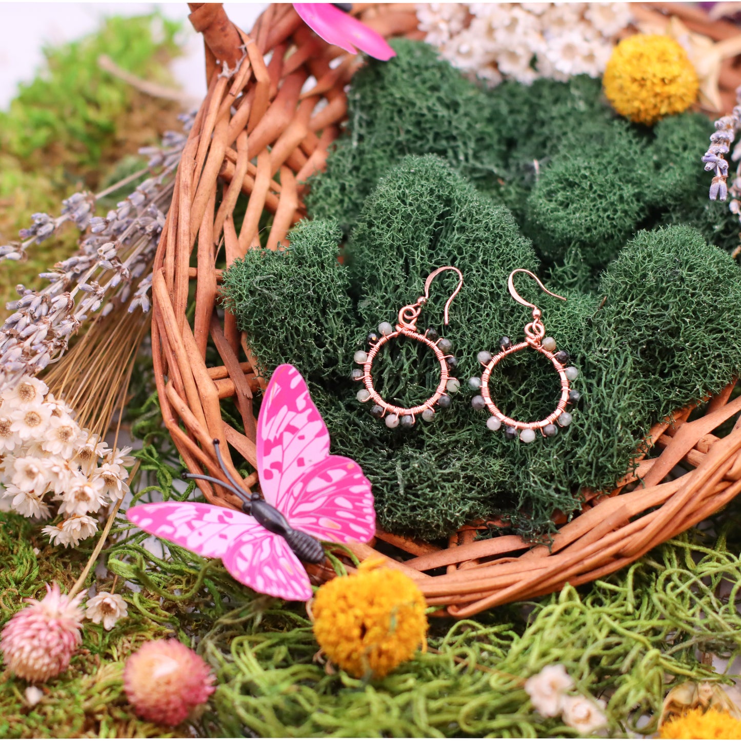 Emerald Dangle Bead Earrings