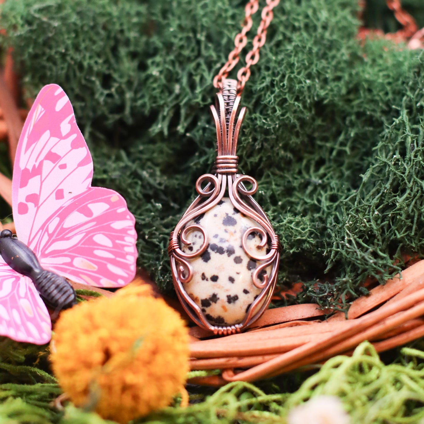 Dalmatian Jasper & Aged Copper Necklace