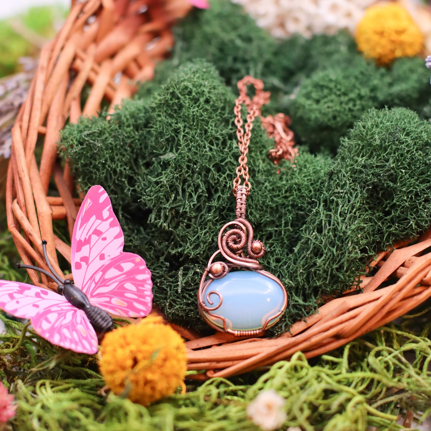 Opalite & Aged Copper Necklace